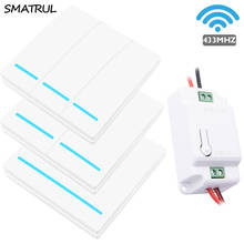 SMATRUL Wireless Switch 1/2/3 Gang 433Mhz Smart Push Light RF Remote Control 110V 220V Receiver Wall Panel button Ceiling Lamp 2024 - buy cheap