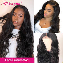 Mslynn-peruca com fechamento frontal para mulheres, peruca feminina, cabelo humano, parte frontal ondulada, 4x4 2024 - compre barato
