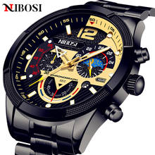 NIBOSI New Casual Sport Men's Watches Stainless Steel Band Wristwatch Big Dial Chronograph Quartz Clock with Luminous Pointers 2024 - buy cheap