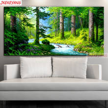 Imágenes de arte de pared grandes 5D Diy, pintura de diamantes, hermoso bosque, río, mosaico de diamantes de imitación, bordado de punto de cruz Y3462 2024 - compra barato