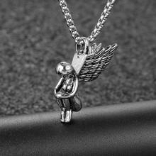 Classic Vintage  Angel Wings Pendants Necklaces new fashion men Stainless Steel  Pendant & Necklace for Valentine's Day Gift 2024 - buy cheap