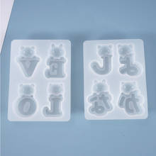 Molde de resina decorativo diy, formas transparentes de silicone para artesanato, alfabeto japonês, urso, coelho, resina epóxi para joias 2024 - compre barato