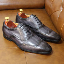 Роскошные Мужские модельные туфли; Оксфорды из натуральной телячьей кожи для мужчин; Удобные мужские официальные Туфли-броги; Большие размеры 6-13 2024 - купить недорого