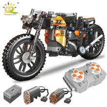HUIQIBAO-bloques de construcción de modelo técnico de motocicleta a Control remoto, coche de Control remoto con Motor, juguete para niños, 383 Uds. 2024 - compra barato