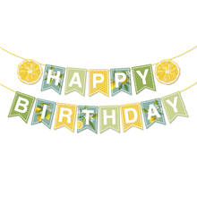 Pancarta de feliz cumpleaños DIY, decoración de fiesta de limón amarillo fresco para Baby Shower, banderines colgantes de pared, regalos de fiesta de cumpleaños para niños 2024 - compra barato