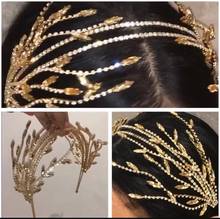 Diadema de hoja de perlas de cristal barroco para mujer, accesorios para el cabello, tiara de boda, corona, ropa para el cabello 2024 - compra barato