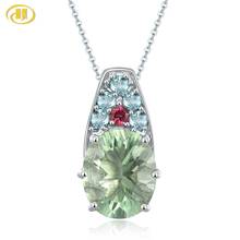 Hutang-pingente florite verde de prata 925, joias femininas elegantes, pedras verdadeiras, corrente sólida de prata esterlina 925, turmalina, apatita 2024 - compre barato