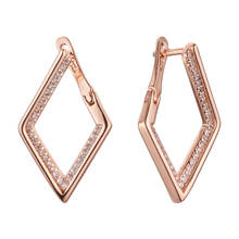 Trendy Korean Earrings 585 Rose Gold Color Jewelry Full Cubic Zircon Luxury Drop Earrings Designs for Women Gift 2024 - buy cheap