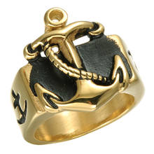 Men's Cool Navy Anchor Nautical Sailor Solid 316L Stainless Steel Biker Ring 2024 - buy cheap
