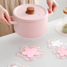 Tapete de silicona para mesa de cocina, posavasos Sakura, tapete de PVC para colocar macetas, decoración de tazas, tapete de silicona, 5 unids/lote 2024 - compra barato