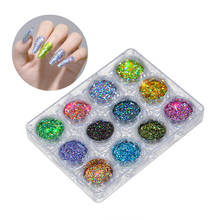 Novo 12 cores glitter arte do prego glitter pó acrílico uv gel dicas diy 2024 - compre barato