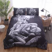 Lovers Skull Duvet Cover Sets black King Queen Size Bed Sets Motorcycle Beauty Skull Bedroom Bedding Set for Happy Halloween 638 2024 - buy cheap