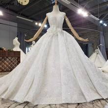 Dubai White High-end V-Neck Sexy Wedding Dresses 2021 Luxury Beading Sparkle Sleeveless Bridal Gowns HX0245 Custom Made 2024 - buy cheap