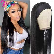 Headband Wig Human Hair Peruvian Straight Headband Wig 100% Human Hair Wigs With Band Scarf Wig Bone Straight Wigs 2024 - buy cheap