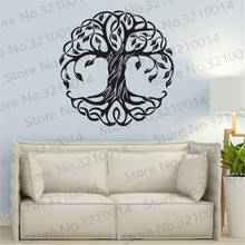 Adhesivo de pared de árbol de la vida extraíble, calcomanía de Mandala, Círculo de árboles, Mural de pared de vinilo, decoración del hogar, arte de pared de Yoga PW726 2024 - compra barato