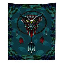 Owl Psychedelic Magic Tonal Tapestry Wall Hanging Forest Green 2024 - buy cheap