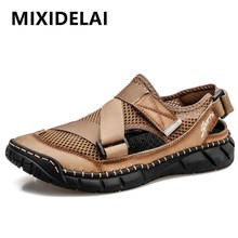 2020 sandálias masculinas verão sandálias de praia macias confortáveis sapatos masculinos malha sandálias tamanho grande 38-48 macio ao ar livre sandálias romanas 2024 - compre barato