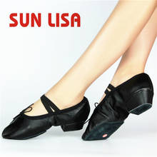 Женские туфли для танцев SUN LISA, кожаные туфли на квадратном каблуке черного/розового/красного цвета 2024 - купить недорого