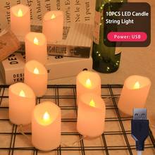 10pcs Flickering Flameless LED Tea Light Flicker Tea Candle Light Party Wedding Candels Safety Home Decoration USB Power 2024 - buy cheap