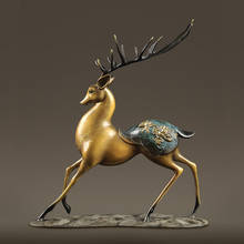 Sika Deer Decoration New Chinese Style Copper Deer Wine Cabinet Home Craft Decoration 2024 - buy cheap