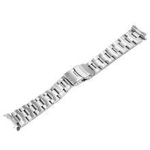 CARLYWET 20 22mm Silver Brushed Hollow Curved End Solid Links Replacement Watch Band Strap Bracelet Double Push Clasp For Seiko 2024 - buy cheap
