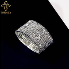 TREAZY женский браслет с кристаллами, 10 рядов, Свадебный эластичный браслет для невесты, подружки невесты, ювелирные изделия для выпускного вечера, подарки 2024 - купить недорого