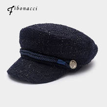 Fibonreci-gorros de estilo militar para mujer, gorra elegante azul marino, estilo clásico, fino, británico 2024 - compra barato