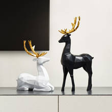 Nordic  Deer Statue figurines for interior Modern  home decoration accessories for living room desk table deer geometric decor 2024 - buy cheap