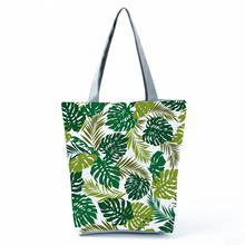 Plant Printed Handbag Leaves High Capacity Shoulder Bag Eco Reusable Shopping Bag Green Casual Women Beach Tote Custom Pattern 2024 - buy cheap
