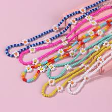 Makersland Little Daisy Beads Necklace Sweet Colorful Necklace Korean Cute Flower Pendant Acrylic Beaded Women Jewelry Boho DIY 2024 - buy cheap