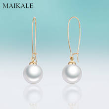 MAIKALE New Fashion Simple Gold Camber Dangle Round Big Pearl Earrings Hanging Drop Earrings for Women Jewelry Gift Brincos 2024 - buy cheap