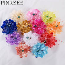 Pinksee-Pinzas para el pelo de loto con amuleto elegante, 12 colores, pasador de red de perlas de cristal, tocado de Boda nupcial, accesorios de joyería 2024 - compra barato