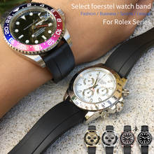 Pulseira de relógio de borracha fluorada de 20mm, pulseira impermeável dobrável para o relógio 2024 - compre barato