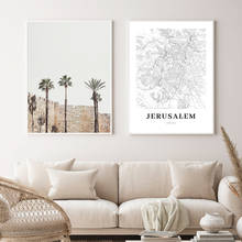 Jerusalem Map Black White Canvas Poster Wall Art Picture  Israel City Street Road Modern Nordic Decoration Painting Home Decor 2024 - buy cheap