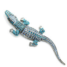 Fashion personality crocodile brooch badge Punk Animal Blue Crocodile Corsage Diamond Hat Clothing Accessories Pin Jewelry gift 2024 - buy cheap