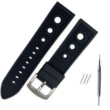 Pulseira para relógio, pulseira de borracha natureza 22mm preta para relógio navitimer avenger 2024 - compre barato