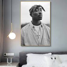 Pintura de personalidade em tela preto e branco rapper tupac pôster de mural para decoração de casa, quarto, arte de decoração de parede (sem moldura) 2024 - compre barato