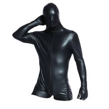 Sexy Men Cosplay Catsuit PU Faux Leather Shiny Bodysuit Mask Full Body Sexy Tight Catsuit One-piece DS Club Stage Black Gay Wear 2024 - buy cheap