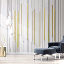3D настенные росписи на заказ, современные золотые линии, геометрические обои для гостиной, ТВ, дивана, абстрактная живопись на стену 2024 - купить недорого