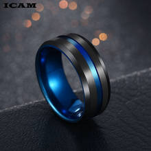 ICAM Горячая продажа обручальные кольца черный Blu из нержавеющей стали Midi Кольца для мужчин Шарм мужские ювелирные изделия дропшиппинг 2024 - купить недорого