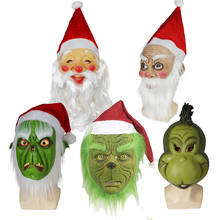 Reneecho natal papai noel látex máscara dr seuss grinch geek roubou máscaras com chapéu 2024 - compre barato