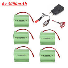 Bateria/pilha para robôs rc, 6v, 3000mah, nimh, 6v, conjunto com carregador, para arma, barcos 2024 - compre barato