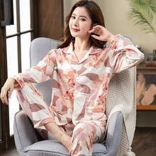 BZEL-Conjunto de Pijamas con estampado Floral para mujer, ropa de dormir de algodón a cuadros, traje de casa elegante, pijama suave de noche para primavera y otoño 2024 - compra barato