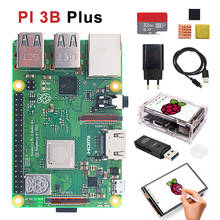Базовый набор для Raspberry pi 3b plus, экран 3,5 дюйма, защитный чехол, карта TF 32 ГБ, устройство для чтения нескольких карт и теплоотвода, питание от ЕС 2024 - купить недорого