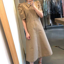 Vestido vintage coreano, vestido chique de manga curta com zíper para mulheres 2024 - compre barato
