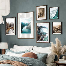 Cuadro sobre lienzo de Brook Mountain Forest, imagen de paisaje de mar azul, Roca, carteles nórdicos e impresiones, imágenes de pared para decoración de sala de estar 2024 - compra barato