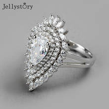 Jellystory trendy 925 silver jewelry rings for women water drop design gemstone ring engagement wedding gifts wholesale 2021 2024 - buy cheap