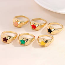 Anillos de Metal de estrella de Color dorado de alta calidad para mujeres y niñas coreanas, anillos geométricos Vintage, joyería de declaración para mujeres, regalo de fiesta 2024 - compra barato