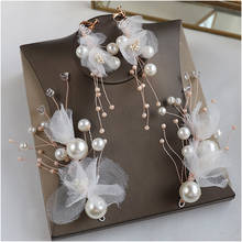 Sen Department Pearl crepe Flower Bridal Headwear Wedding Head Flower bride hair Accessories 2024 - buy cheap