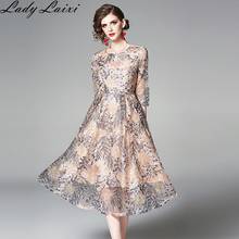2020 Spring Summer Floral Embroidery Lace Dress Women O-neck Half sleeve  Hollow Out Dresses A-line Vintage party work Vestidos 2024 - buy cheap